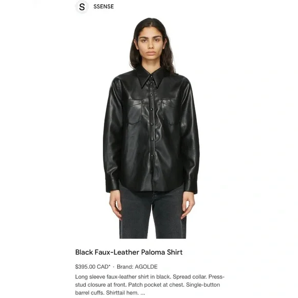 AGOLDE Paloma vegan leather shirt. 🖤 - Picture 5 of 10